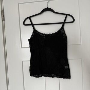 Xirena Black Lace Sheer Cami Tank Top Women's Size Medium Festival Camisole
